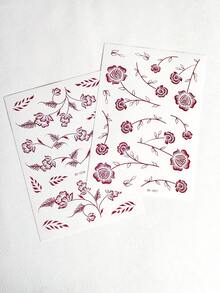 2 Tờ Hình Xăm Henna Hoa Màu Nâu Đỏ, Hình Xăm Tạm Thời Chống Thấm Nước Hình Hoa Màu Nâu Dành Cho Nữ Giới, Nghệ Thuật Vẽ Trên Cơ Thể, Mẫu Mehndi - màu nâu - Xem 8