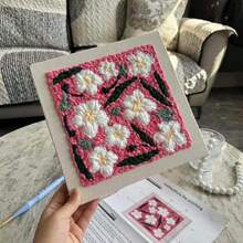 1 Set Beginner Punch Needle Kit, Mixed Color Yarn, Floral Theme Handcraft Set, Complete Materials, DIY Sewing & Needlework Kit, Includes Floral Patterns, Easy Crochet Rug Set, Suitable For Home Decor, An Artistic Handmade Gift For Women, Adults And Students. - Many - View 6