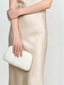 Women's Evening Clutch Bag, Hard Shell Bag, Butterfly Pattern, Lace Embroidery, White Handbag, Bridal/Bridesmaid Purse, Suitable For Wedding, Banquet, Party, Birthday, Prom, Matching With Wedding Dress, Formal Gown, Party Dress, Cheongsam, Best Gift For Women - White - View 5
