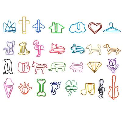 5pcs/10pcs/20pcs/Pack - Colorful Shaped Metal Paper Clips, Bookmark Clips, Student & Office Supplies, Creative Cute Clips (Random Style & Color)