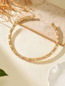 1 chiếc vòng cổ choker kim loại tối giản thời trang hình nút tre dành cho nữ, đa năng cho đeo hàng ngày, hẹn hò, đi chơi, dự tiệc, phụ kiện trang sức mới. - Vàng - Xem 4