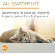 Pet Products 3097 Kitty Sill Deluxe with Bolster Tan Kitty Print 14" x 24" - Impresinbronceadogatito - Ver 5