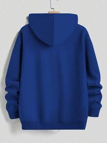 2026 Men's Casual Street Style Hoodie, Men's Long Sleeve Hooded Sweatshirt Loose And Comfortable, Casual And Easy-Going, Valentine's Day Hoodie For Couples, New Year Outfit For Women - 藍色 - 查看 2