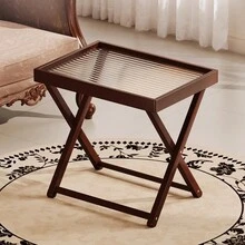 Mesa de té de lujo, carrito de té multifuncional con tetera, mesa plegable pequeña, mesa de té portátil, mesa de té de cristal, mesa de té minimalista, mesa auxiliar para sofá para espacios pequeños - Multicolor - Ver 7