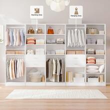 VOWNER Modular Closet System With Drawers, 24.8" Closet Organizer With Hanging Rods & Shelves, 5 Styles, Walk-In Tall Storage Cabinet Unit, Wood Wardrobe Organizer For Entry, Bedroom, Living Room - 白色 - 查看 2