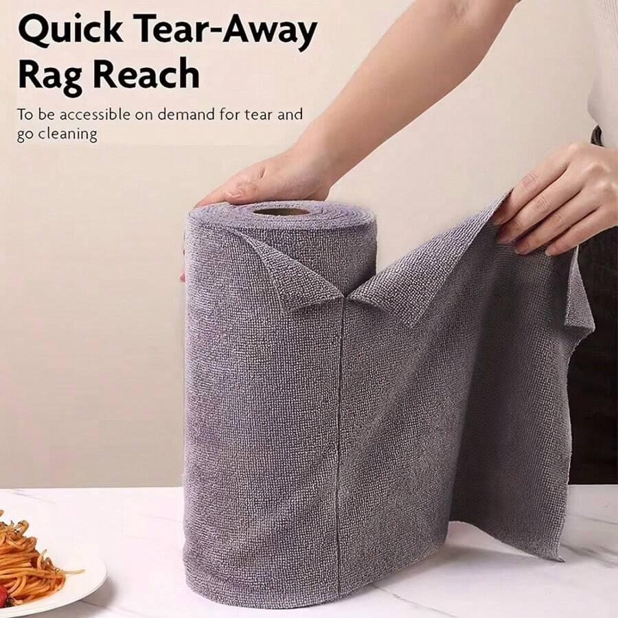 50/100pcs Microfiber Cleaning Cloth Roll - 25cm X25cm Tear Away Towels, Reusable Washable Rags, Ultra-Soft, Highly Absorbent, Perfect For Home, Car, And Office Use - 灰色的 - 查看 1