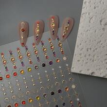 5D Nail Art Stickers Metal Noble And Elegant Nail Stickers, Light Mature Style Nail Stickers, Gold-Rimmed Scepter Ornaments Adhesive Nail Art Stickers Decals Manicure Charms - 彩色 - 查看 1