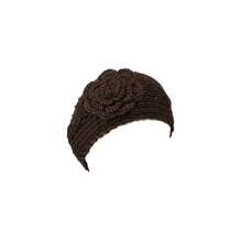 Winter Hand Knit Floral Headband, Dark Brown - 深棕色 - 查看 1