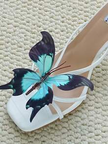 2个/1双 节日风仙女蝴蝶花鞋扣，蝴蝶兰花鞋花，凉鞋配件，女士沙滩鞋扣