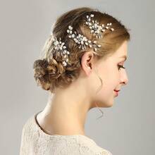Hot-Selling Bridal Hairpin Gold Silver White Pearl Hairpin Bridal Wedding Dress Styling Accessory - 玫瑰金銅線 - 查看 2