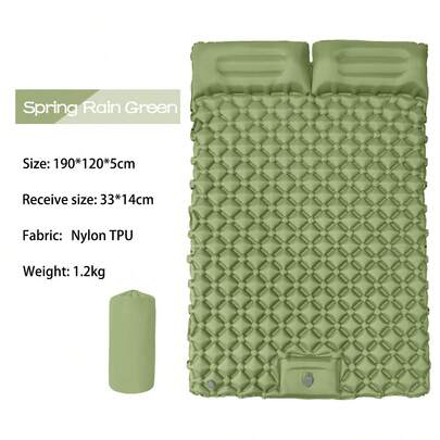 Self-Inflating Thick Double Sleeping Pad With Pillow And Built-In Foot Pump, Suitable For Backpacking, Hiking, Tent Camping And Other Occasions, Portable Camping Mat, Self-Inflating Camping Sleeping Pad, Time And Effort Saving, Foot Pump Inflation, Can Be Fully Inflated In Less Than 3 Minutes.