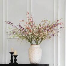 Artificial Flowers With Greenery Stems Faux Plants Indoor Branches For Tall Vase Ultra-Realistic, 7 Pcs Wedding Centerpieces, Home Decor & DIY Bouquets - Purple - 查看 1