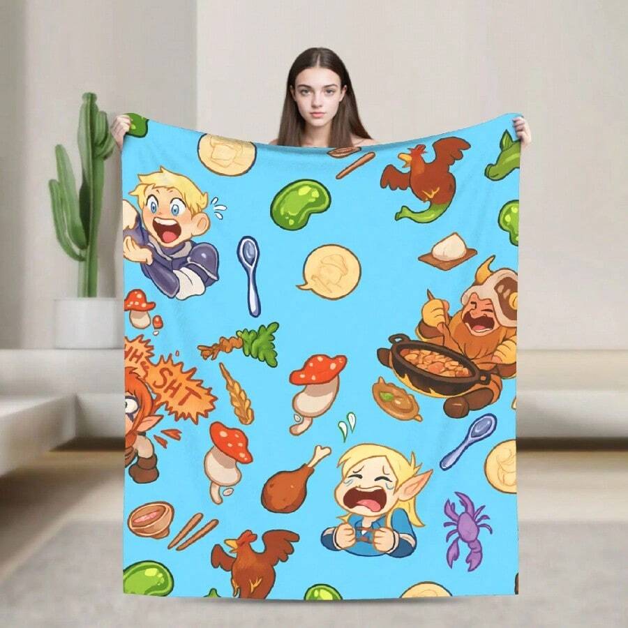 Dungeon Meshi Anime Marcille Laios  Blanket Quality Warm Soft  Throw Blanket Autumn S Outdoor Funny Bedspread(9).Jpg - trắng - Xem 1