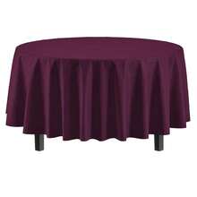 Party Solids Pack Of 12 Premium Plastic Tablecloth 84 Inch Round Table Cover - Plum - Mận - Xem 3
