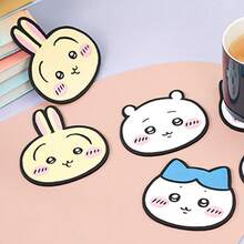 Miniso 千川Q版可爱杯垫（千川/八件/兔），柔软硅胶3D造型，有效隔热保护桌面，适用于居家生活/办公休闲/下午茶场景，通用装饰保护垫，适用于水杯和茶壶（1个） - 杏色 - 查看 7