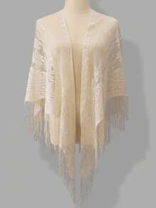 1pc Women's Lace Triangular Scarf Shawl, Mesh Fabric, Suitable For Weddings, Parties, Beaches, Vacations And Daily Wear