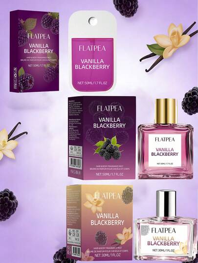 30 ml-50 ml Spray parfumé pour le corps et les cheveux à la vanille et à la mûre, parfum unisexe convenant à diverses occasions, arôme durable, senteur fruitée charmante pour les affaires, les rendez-vous, cadeau pour les étudiants