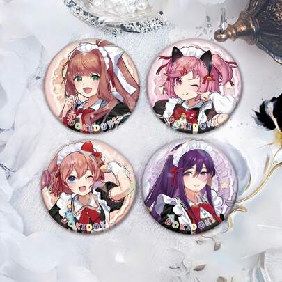 1pc Doki Doki Literature Club MOAEKU Collaboration Monika, Sayori, Yuri, Natsuki Metal Badge, Best Gift For Friends