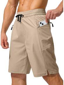 Men's Swim Trunks Quick Dry Board Shorts With Zipper Pockets Beach Shorts Bathing Suits Men - No Mesh Liner - 卡其色 - 查看 1