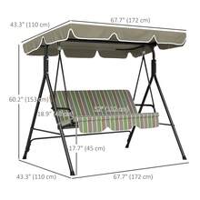 Outsunny 3-Seat Patio Swing Chair, Outdoor Porch Swing Glider With Adjustable Canopy, Removable Cushion, And Weather Resistant Steel Frame, For Garden, Poolside, Backyard, Green - màu xanh lá - Xem 6