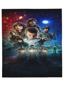 Stranger Merch Things Throw Blanket Warm Blankets Breathable Air Conditioner Blanket For Car Classic Outdoor Blankets For Picnic For All Season - 黑色 - 查看 2