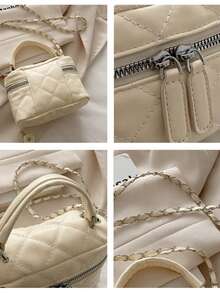 2026 Spring Fashion Embroidery Chain Strap Women's Handbag, Crossbody Bag, Minimalist Korean Style Small Square Bag - Black - View 11