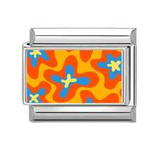 1件DIY照片模块化手链，饰以花朵、爱心、眼睛元素，适合作为派对礼物送给朋友/情侣，适用于圣诞节、新年、万圣节、情人节等场合，设计精美，不锈钢材质，本地制造，实用时尚，是圣诞节和万圣节的必备单品，色调沉稳，充满秋日气息。