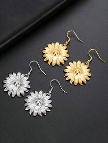 1对时尚女士不锈钢向日葵吊坠耳环，复古耳环，向阳而生，送朋友的礼物 - 時尚系列 - 查看 10