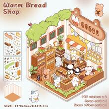 Mini Cartoon Landscape Stickers, Cute 3D Stereoscopic Small House Miniature Scene Collage, 2 Sheets Pet Stickers + 1 Sheet Scene Cardboard + 1 Sheet Reference, 4 Styles Available, Decompression Landscape Scrapbooking Stickers - Multicolor - View 2