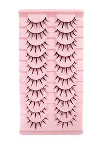 10 Pairs Natural False Eyelashes Manga Lashes 3D Faux Mink Lashes Soft Wing Natural Realistic Eyelash Extension Strips Lashes, Lashes, Eyelashes, Fake Lashes - Spiky Manga Lashes - View 8