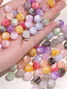 10pcs 10mm Resin Fne Flashing Color Round Beads,Straight Hole Mermaid Fine Glitter Beads ,- String Beads Suitable For Making, Phone Chains, Charms, Keychains - Creative Crafting For DIY Accessories