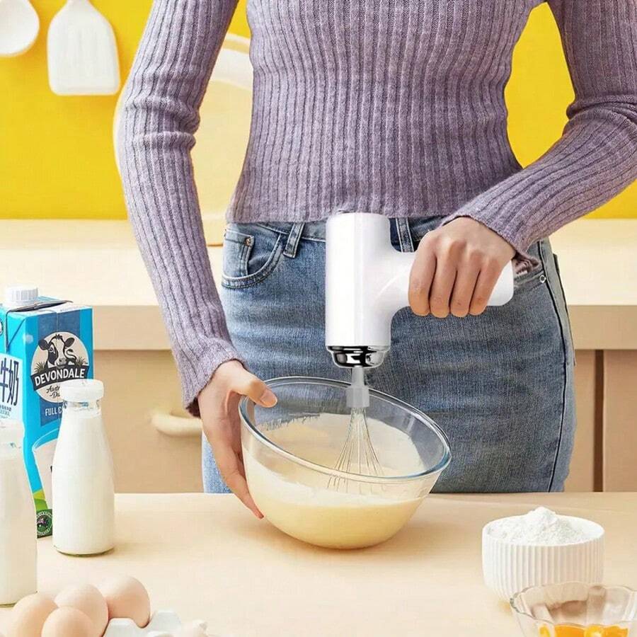 1pc Portable Electric Hand Mixer/Beater - USB Rechargeable, Wireless, Compact, Lightweight, Easy To Use Handheld Mixer, Suitable For Baking Cakes, Cookies, Pancakes - Ideal For Bakers And Professionals