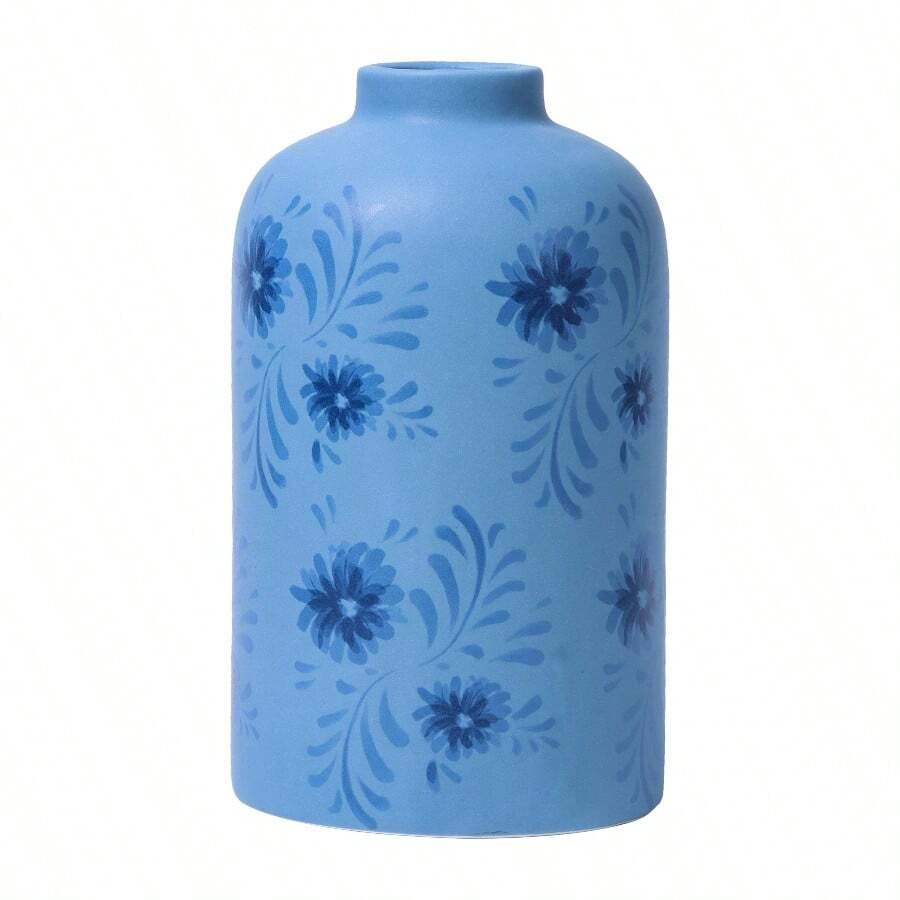 Mainstays By. Alejandra Tall. 6 Inch Blue Flower Decorative Ceramic Vase - 高個子+藍色 - 查看 1