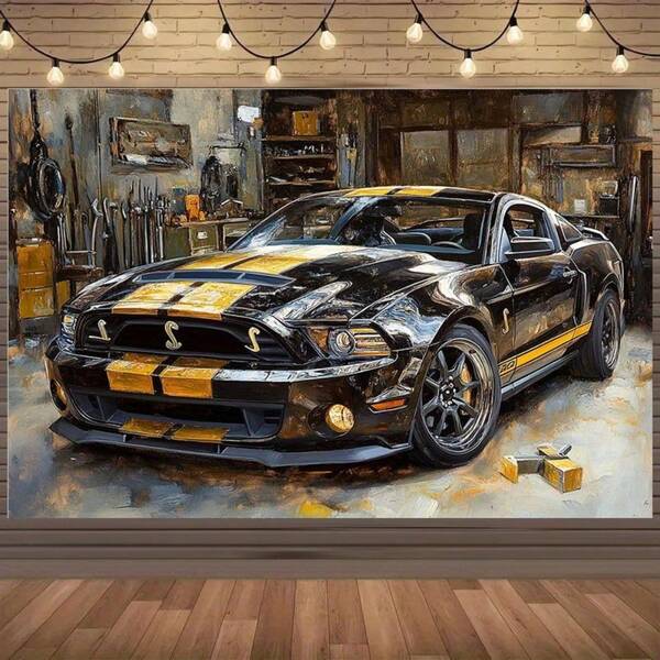 1pc 2D Background Cloth, Classic Racing Car Charm Background Cloth, Perfect For Enhancing Holiday Atmosphere! Improve The Realistic Feel Of The Party Scene, Suitable For Halloween, Thanksgiving And Other Exciting Occasions, Making Your Event More Vibrant And Timely. Party Banner, No Electricity Required, Multiple Sizes Available.