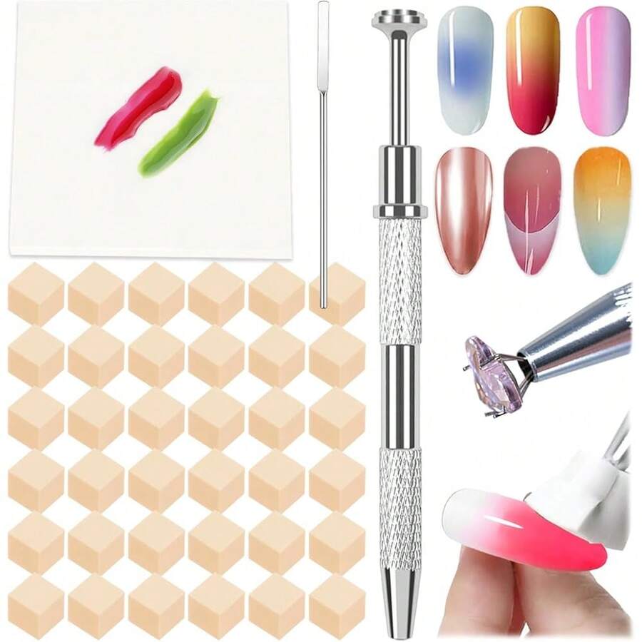 New 150PCS Nail Art Spos For Ombre Nude, 50 PCS Nail Art , Nail Polish Mix Rod, Grabbing Pen, Nail Art Ombre BrushSuppliDesign Tools Nail Tech Accrifor Salon & Home - Nude Color Medium Pack - View 1
