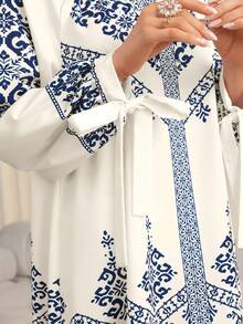 Women's Spring/Summer New A-Line Maxi Dress – Long-Sleeve, Loose Fit, Lantern Sleeves, Tie-Dye Print Neckline, Perfect For New Year, Holidays, Vacation & Daily Wear