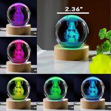 3D Carved Crystal Ball With Laser Engraved USB Night Light, Creates Halloween Atmosphere, Suitable For Believers And Enthusiasts, Christmas Decoration Light, Small Gift, Holiday Gift, Christmas, Halloween, Thanksgiving Gift, And Thoughtful Present - Multicolor - View 2