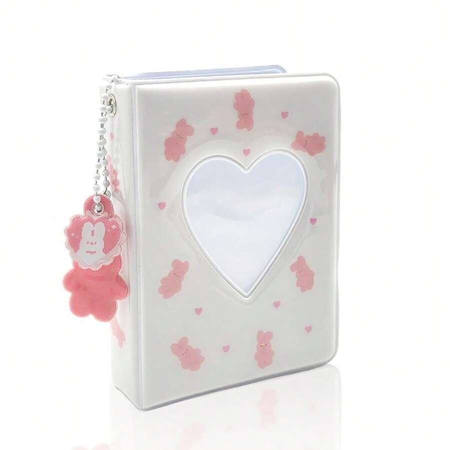 Mini Photo Album For Fujifilm Instax Mini Film, Ideal For 2x3 Photos, K Photocard Binder With Heart Cutout Cover, Hanging Hole For Pendant, 40 Pockets, 6 Styles, Pocket-Size Album (White) - 白色的 - 查看 1