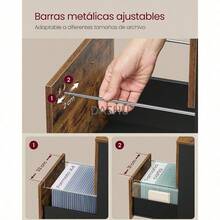 Office Cabinet, Mueble Archivador de 2 Cajones, Archivador Móvil, Soporte Impresora, para Documentos de Tamaño A4, Carta, Carpetas, Marrón Rústico y Negro OFC040B01 - Café rústico + Negro - Ver 5