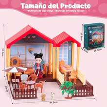 Casas De Muñecas Juguetes para Niñas Dollhouse Accesorios para Muñecas Juegos de rol Gatitos y Perritos con jardín Niñas Regalos con Tocador DIY*Muñecas de caja ciega - Muñecas enviadas al azar - 223219791 - Ver 3