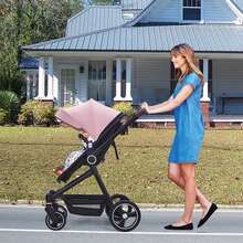 carriola de bebé 2 en 1 para niños pequeños, carriola de cuna con gran cesta de almacenamiento que absorbe los golpes para recién nacidos con soporte extraíble para tazas de asiento - Rosa - Ver 10