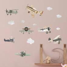 1pc Airplane Wall Sticker, DIY Self-Adhesive Sticker, Suitable For Home Decoration, Room Decoration, Wall Decoration, Window Decoration, PVC Waterproof Material, Detachable - Multicolor - View 1