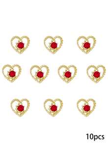 240个/盒美甲饰品,镂空蝴蝶结心形唇膏,镶钻金银美甲饰品,奢华Y2K金属美甲用品,情人节特惠,白色和红色水钻美甲宝石,适用于多功能DIY美甲配件。 - 彩色 - 查看 10