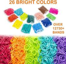12730+ Loom Rubber Bands Refill Kit In 26 Color With 500 Clips,6 Hooks, Premium Bracelet Making Kit For Weaving DIY Crafting Gift - 白色 - 查看 2