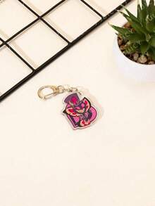 1pc Acrylic Cute Cartoon Heart-Shaped Anime Theme Keychain Pendant, Backpack Decoration/Bag Accessory/Schoolbag Accessory/Wallet Pendant, Gift For Friends - Multicolor - View 14
