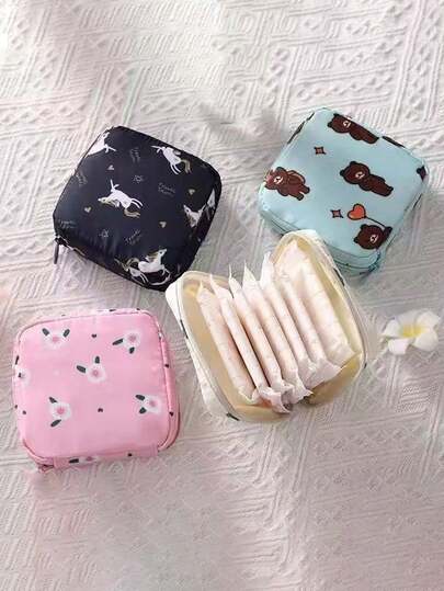 1pc Sanitary Napkin Storage Bag, Ladies' Portable Cosmetic Lipstick Bag, Sanitary Napkin Storage Bag, Cosmetic Lipstick Bag, Travel Headset Change Storage Bag Bedroom Accessories Makeup Travel Toiletry Organizer Essentials Gifts Storage Zipper