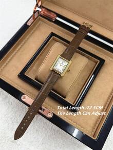 PABLO RAEZ 1pc 18K Gold Lady Watch Elegant Jewelry Dress Wristwatch Stainless Steel Vintage Rectangle Square Clocks Golden Color Non Tarnish Roman Bar Numeral Display Top Brand New AAA Glamorous Design Quartz Retro Female Accessories Watch For Lady - 均碼 - 查看 8