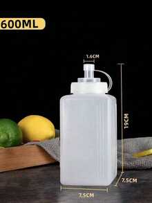 1pc Squeeze Sauce Bottle! Leak-Proof Design + Clear Measurement Markings, With Lid Seasoning Jar, Suitable For Grilling, Salad And Baking - 0.6L/0.8L/1L (20oz/27oz/33oz) - Transparent White - View 6
