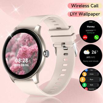 Montre connectée avec appel/numérotation sans fil, rappels d'applications multiples, unisexe, montre de sport, fond d'écran personnalisable, compatible avec /Android