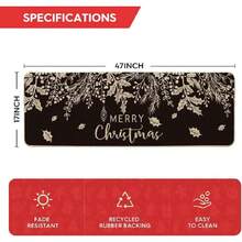 - Felpudo de muérdago de acebo, color negro, para decoración del hogar, de invierno, de perfil bajo, tapete para puerta para interiores y exteriores, 17 x 47 pulgadas,38953332 - Granate - Ver 5